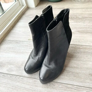 Massimo Baldi Smooth Leather Suede Mixed Wedge Boots Made in Italy